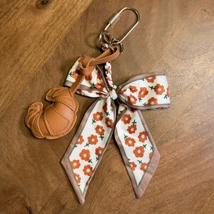 Floral Key & Card Holder with Tan Leather Charm